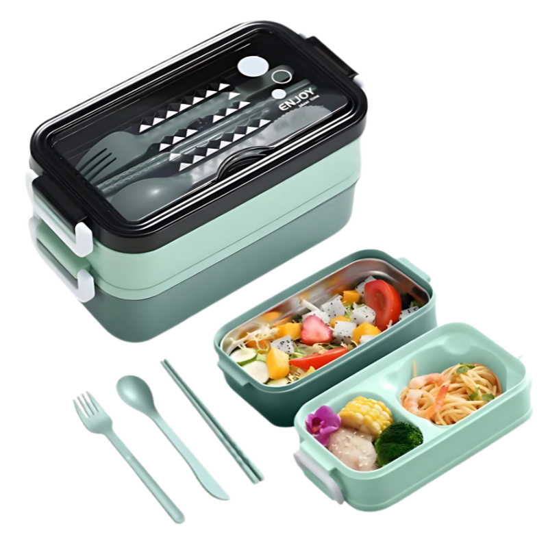 Boîte Alimentaire avec Couverts ouvert