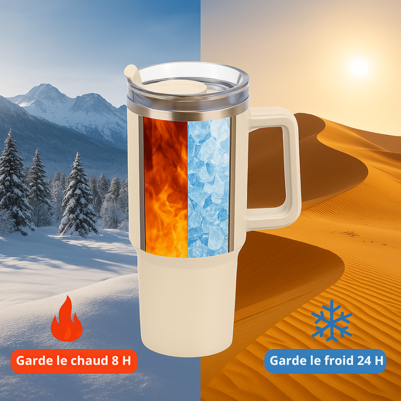Bouteille Isotherme avec Paille 1,2L temperature