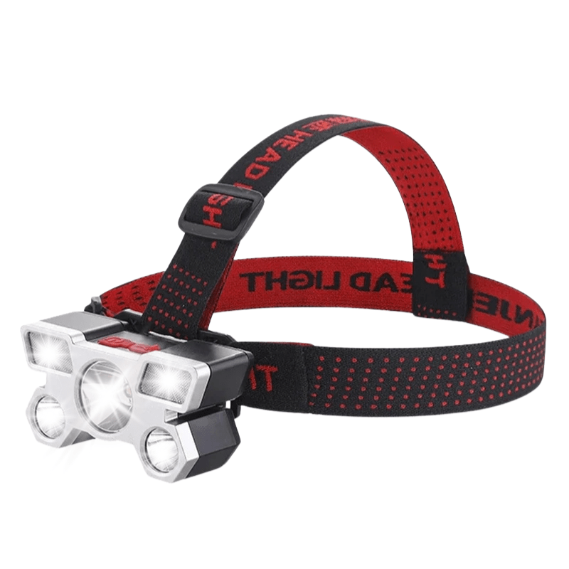 Lampe Frontale Puissante 5 LED Rechargeable éclairage