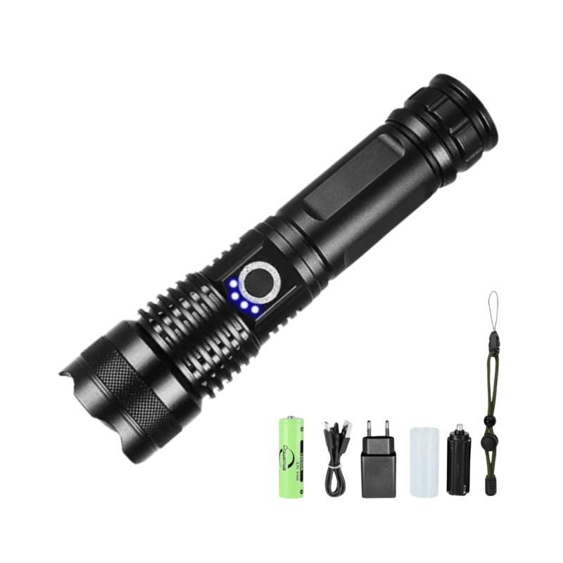 Lampe Torche Puissante 1500 Lumens rechargeable avec équipements