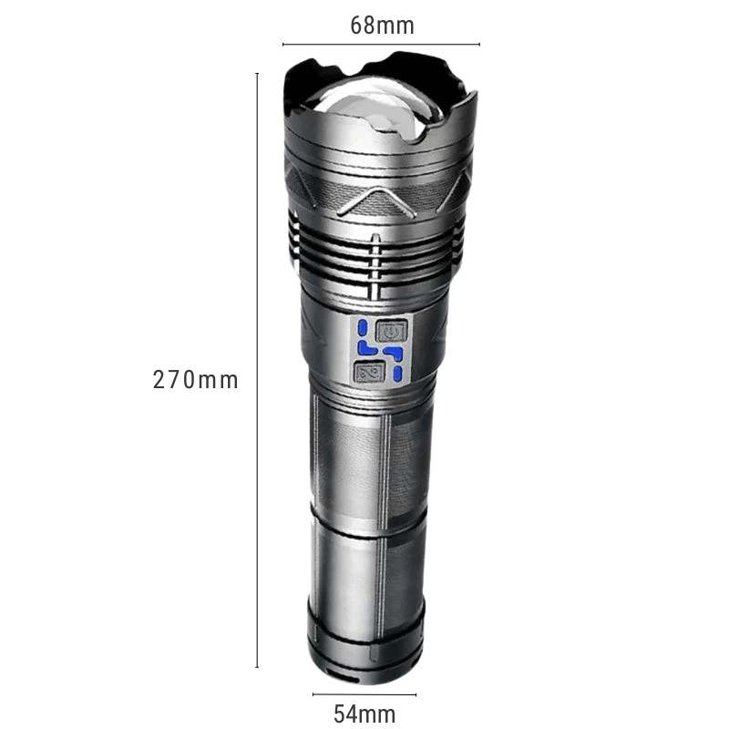 Lampe Torche Ultra Puissante 4000 Lumens dimensions