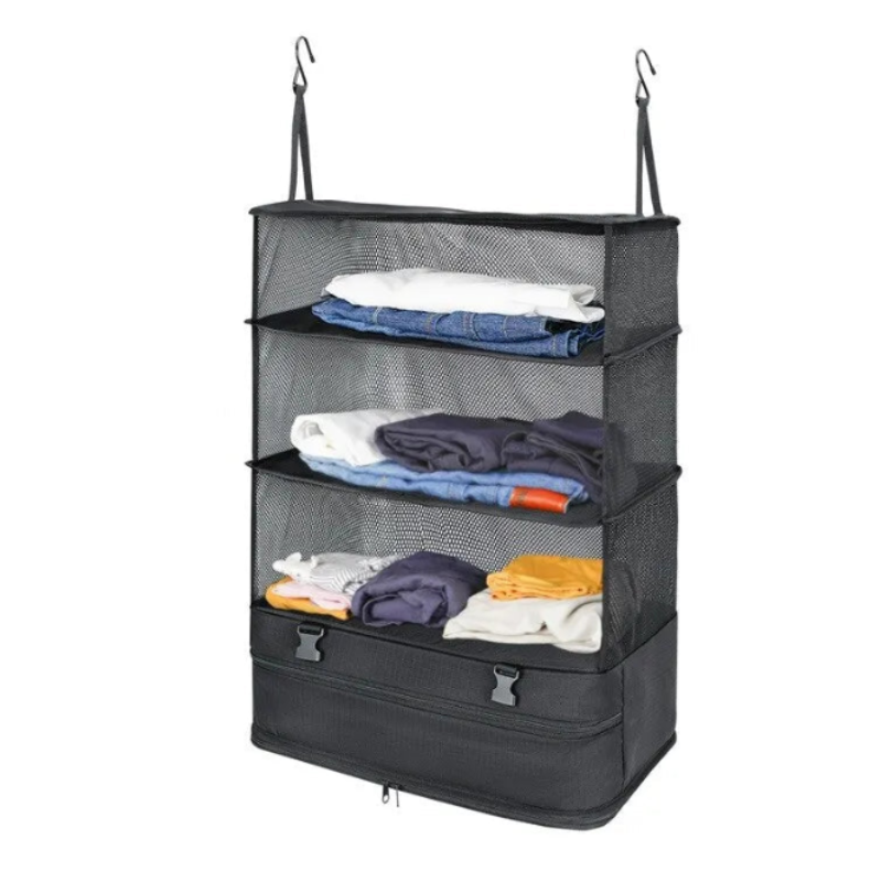 Armoire de rangement pliable 3 étages marron avec portes magnétiques Armoire de rangement pliable 3 étages marron avec portes magnétiques