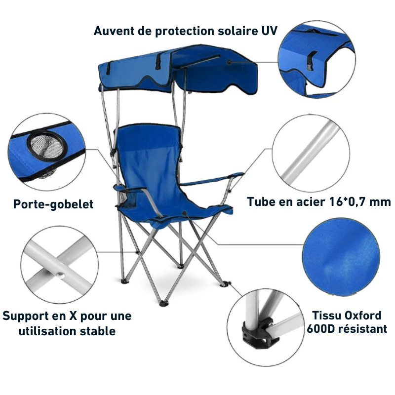 Chaise Pliante Camping avec Pare-soleil