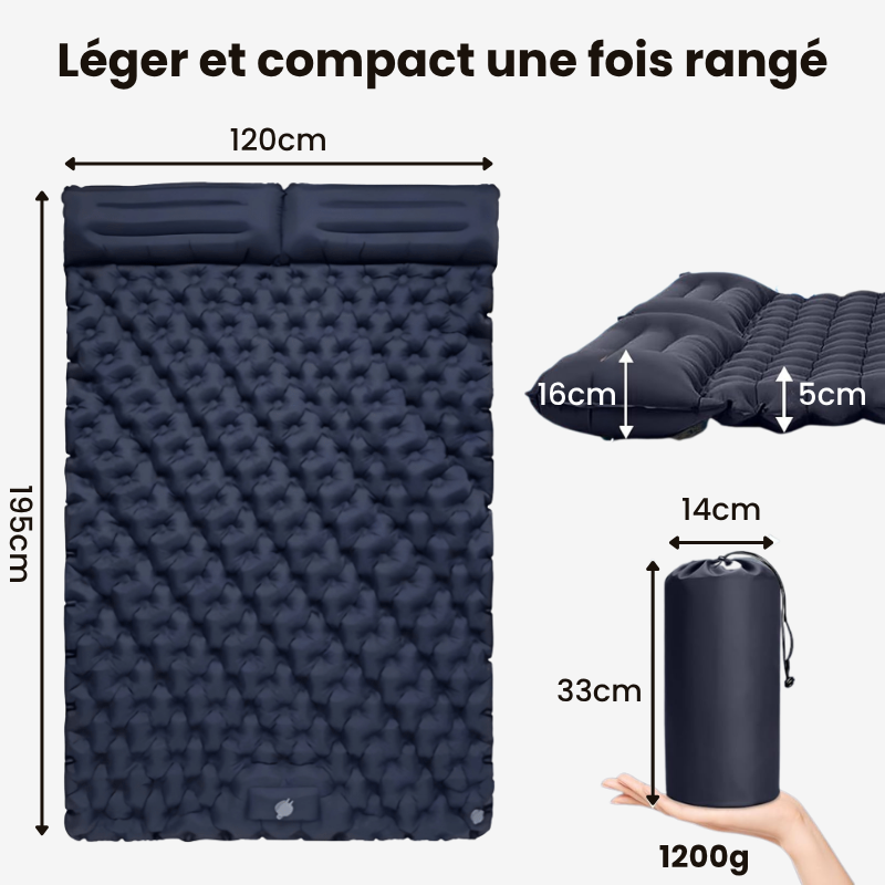 Matelas Gonflable 2 Personnes avec Pompe Intégrée dimensions