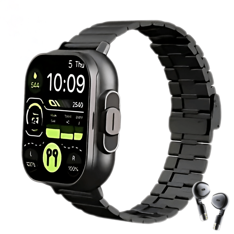 Montre Connectée 2 en 1 avec Écouteurs noir