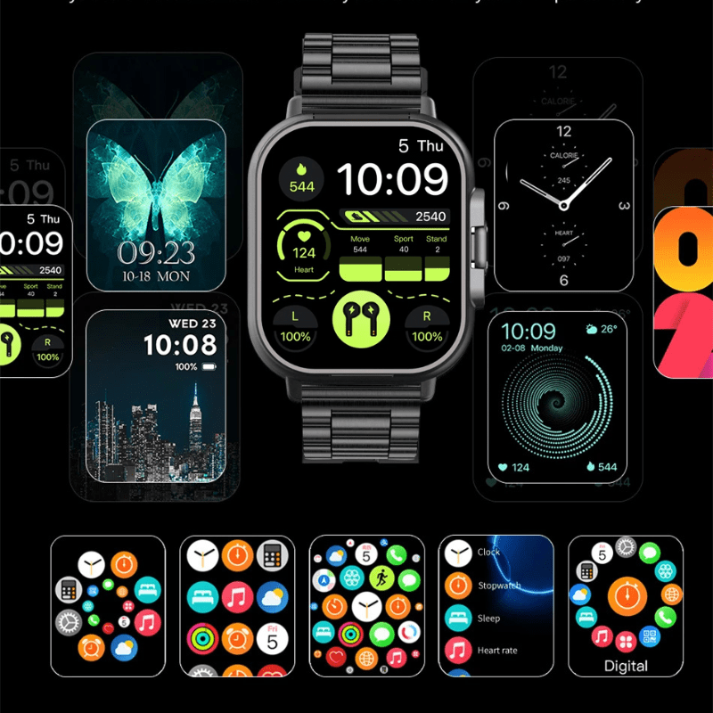 Montre connectée 2 en 1 avec écouteurs cadran