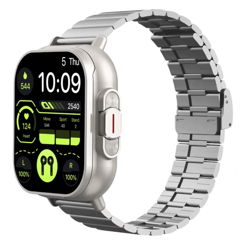 Montre connectée 2 en 1 avec écouteurs gris