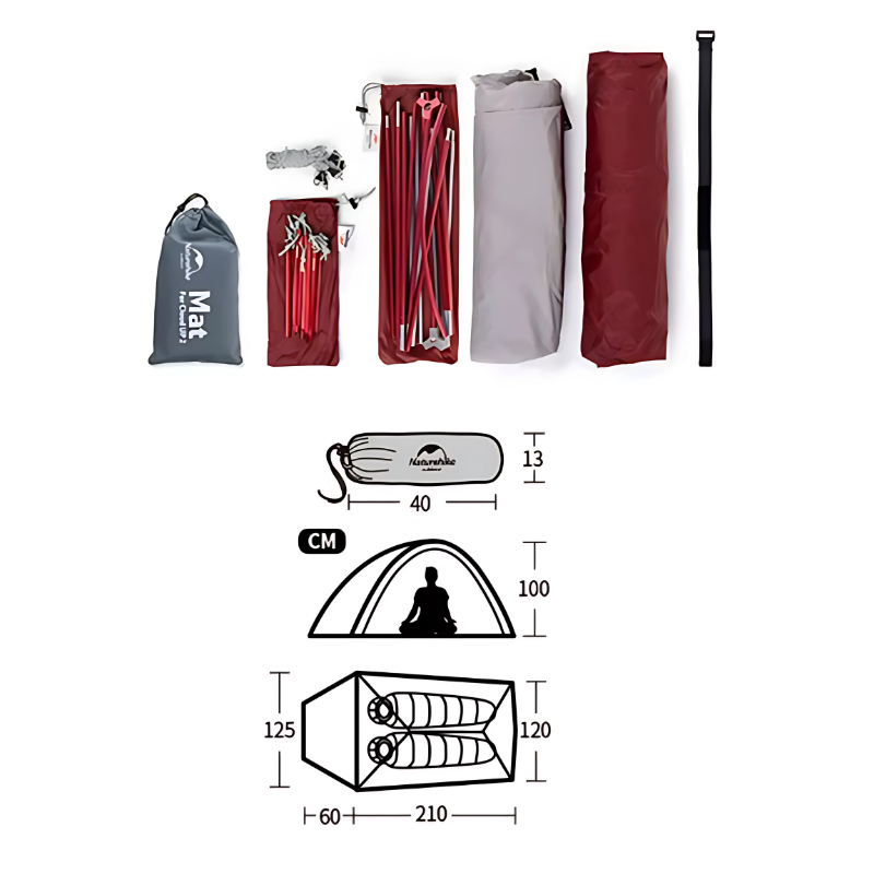 Tente Bivouac 2 Places Ultra Légère mesures