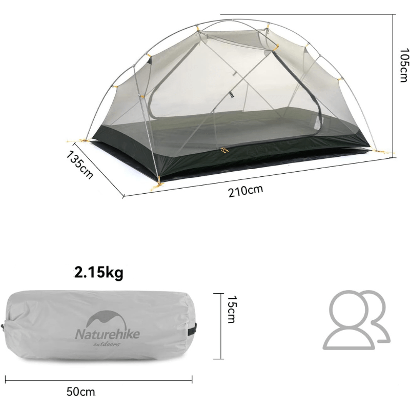 Tente Dôme Bivouac 2 Places mesures
