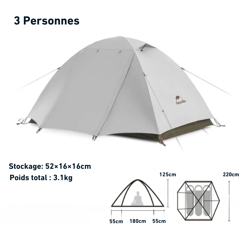 Tente Dôme Camping 2 - 3 Places tailles
