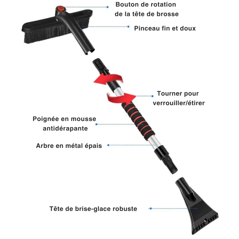 Grattoir à Glace 2 en 1 Extensible pour Camping - car