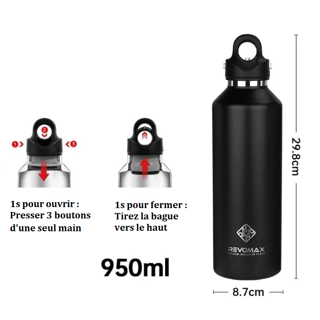 Bouteille Isotherme 950ml Ouverture Rapide