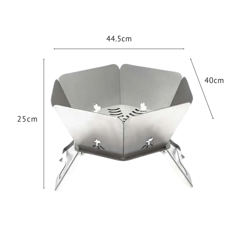 Brasero De Camping Portable 40x40x20 Cm - En Tôle D'acier 4mm - Système D'emboîtement Facile - Avec Poignées Pour Transport - 6