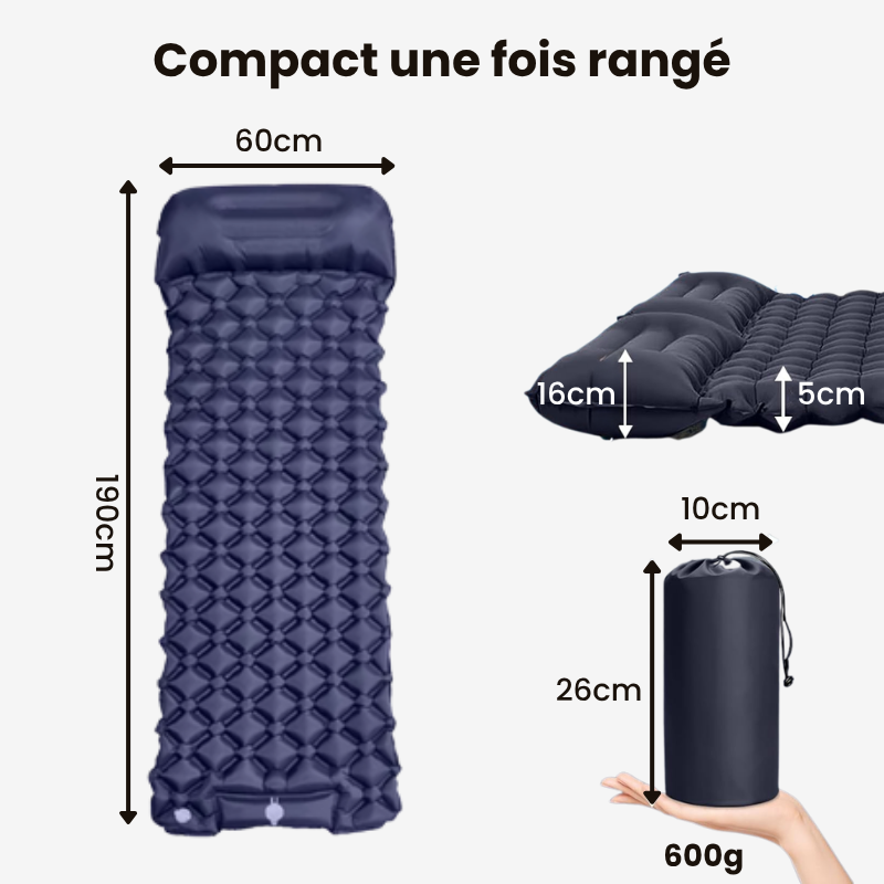 Matelas Gonflable 1 Personne avec Pompe Intégrée
